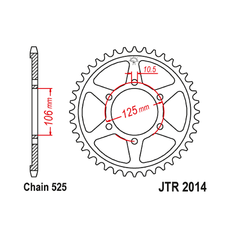 Couronne JT Sprockets Triumph 765 Street Triple R/RS/RX 2023+ 525 48 dents acier noir - vue 2