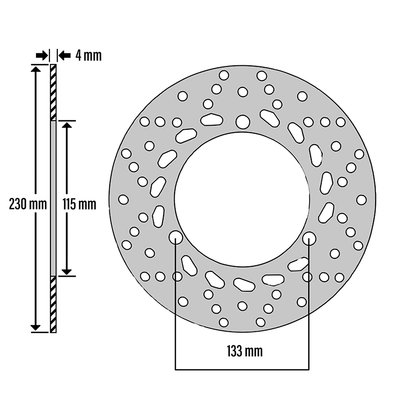 Disque de frein adaptable yamaha 125 n-max 2015+2023 av (ext 230 MM - int 115MM - 3 trous) (DF5393A) -Newfren - vue 2