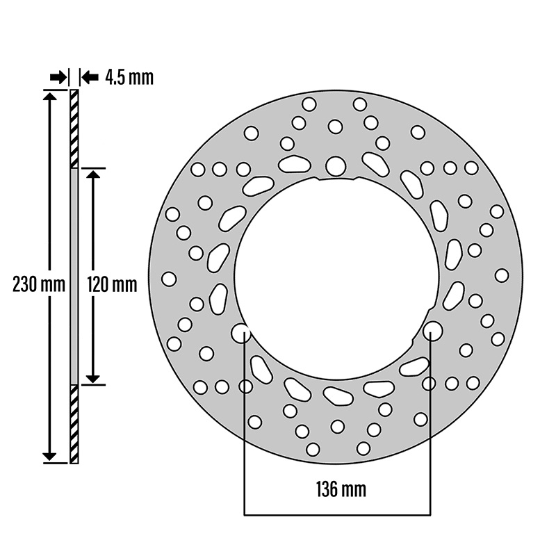Disque de frein adaptable yamaha 125 n-max 2015+2023 ar (ext 230 MM - int 115MM - 3 trous) (DF5394A) -Newfren - vue 2