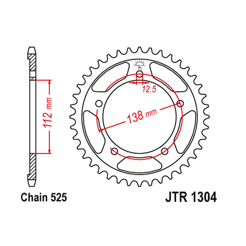 Couronne JT Sprockets 525 43 dents acier noir Honda CB 600 F Hornet 2007-2013 / CBR 600 F 2011-2014 / CBF 600 N 2004-2007 - vue 2