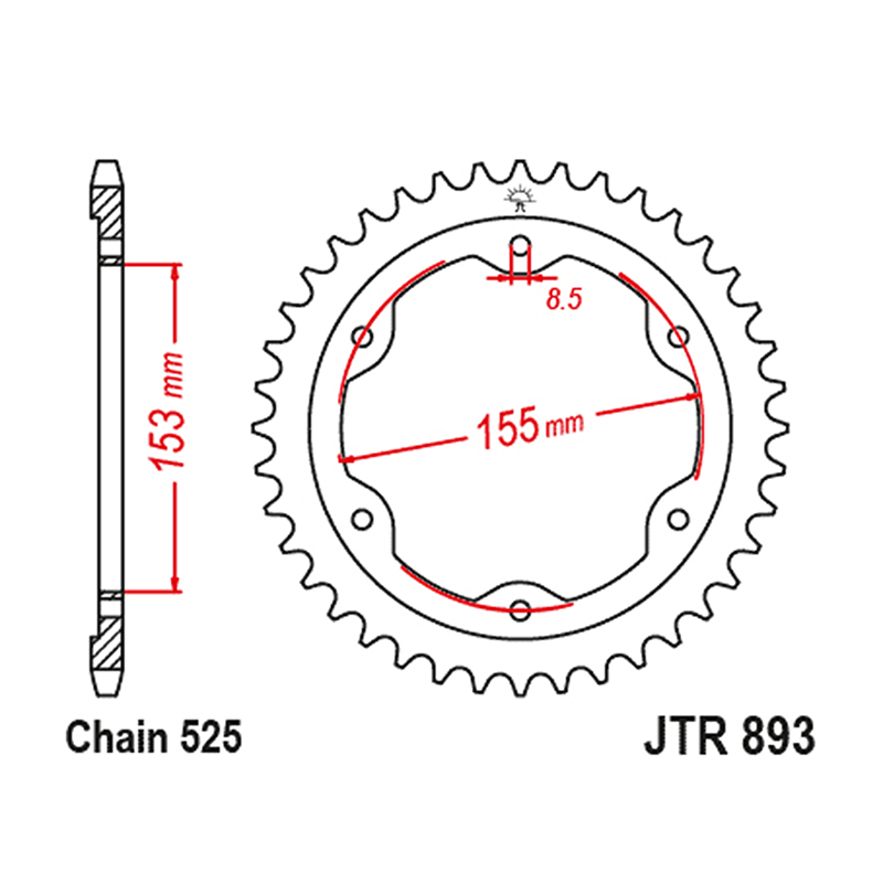 Couronne JT Sprockets KTM 1290 SuperDuke R 2016-2023 / 1390 SuperDuke R EVO 2024+ 525 38 dents DTS acier noir - vue 2
