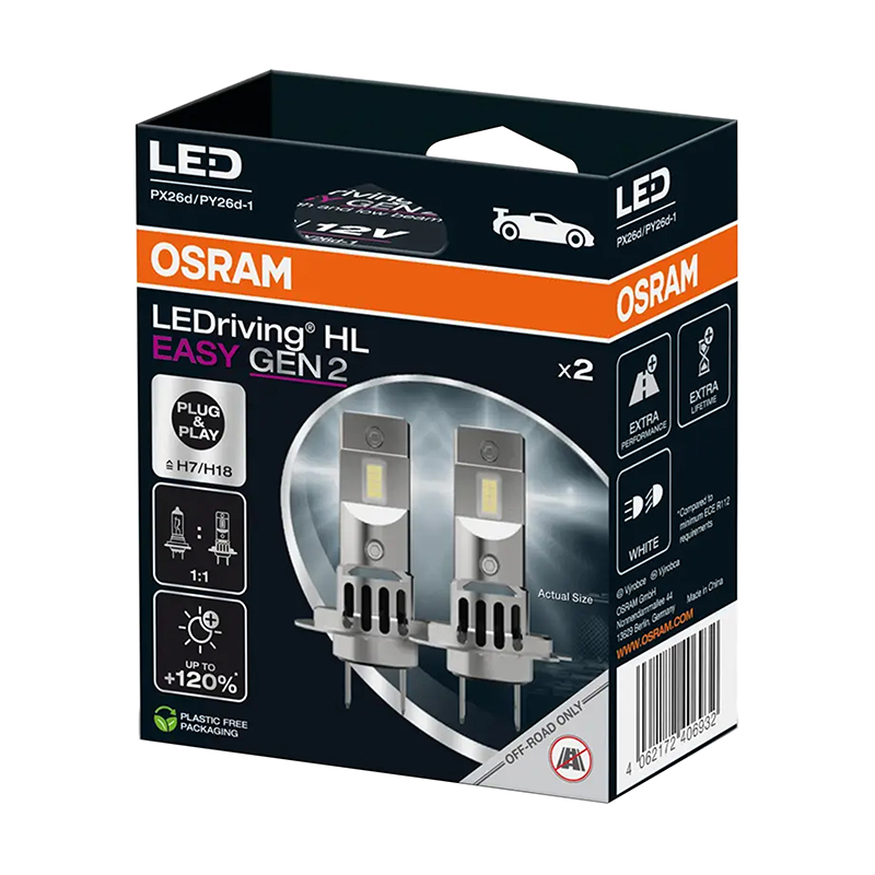 Ampoule LED H7 12V 16W culot PX26D OSRAM LEDriving HL easy GEN2 6500K blanc froid (blister de 2) - vue 3