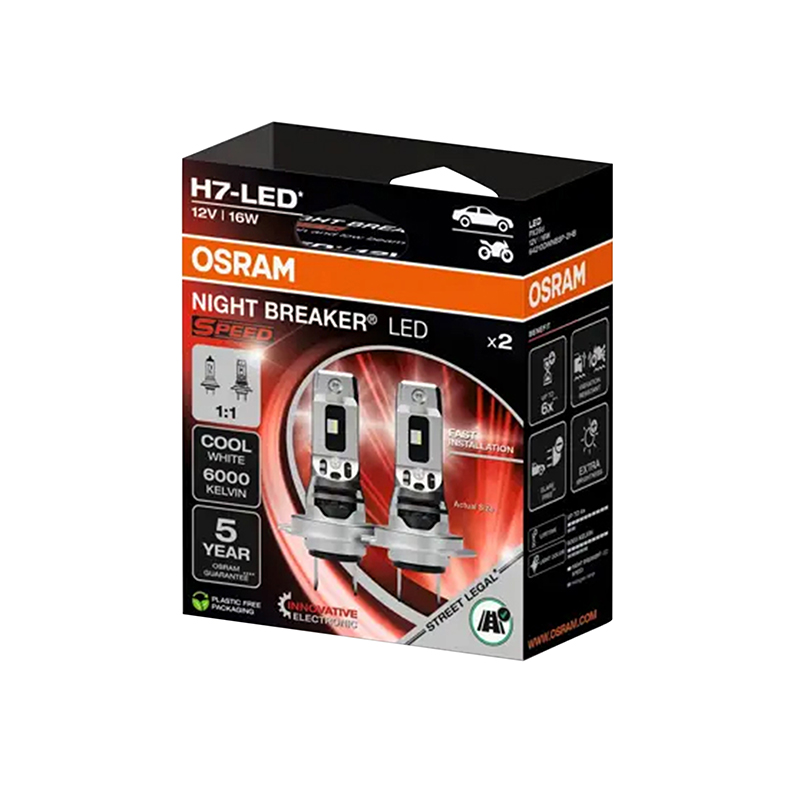 Ampoule LED H7 12V 16W culot PX26D Night Breaker Speed 450 6000K blanc froid homologuée OSRAM (blister de 2) - vue 3