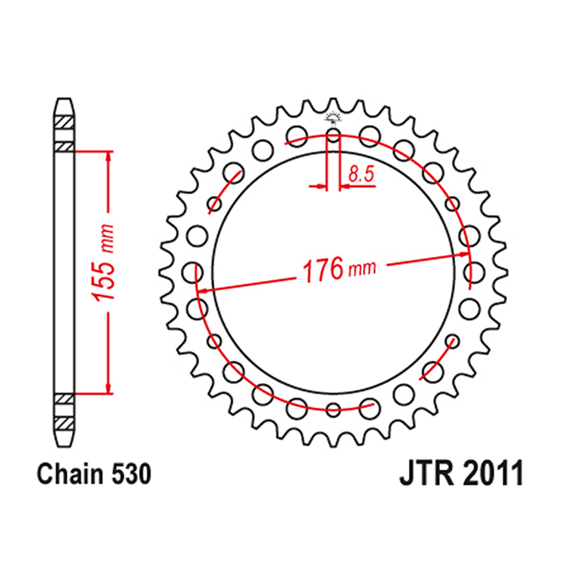 Couronne JT Sprockets Triumph 1050 Tiger Sport 2014-2021 530 45 DTS acier gris - vue 2