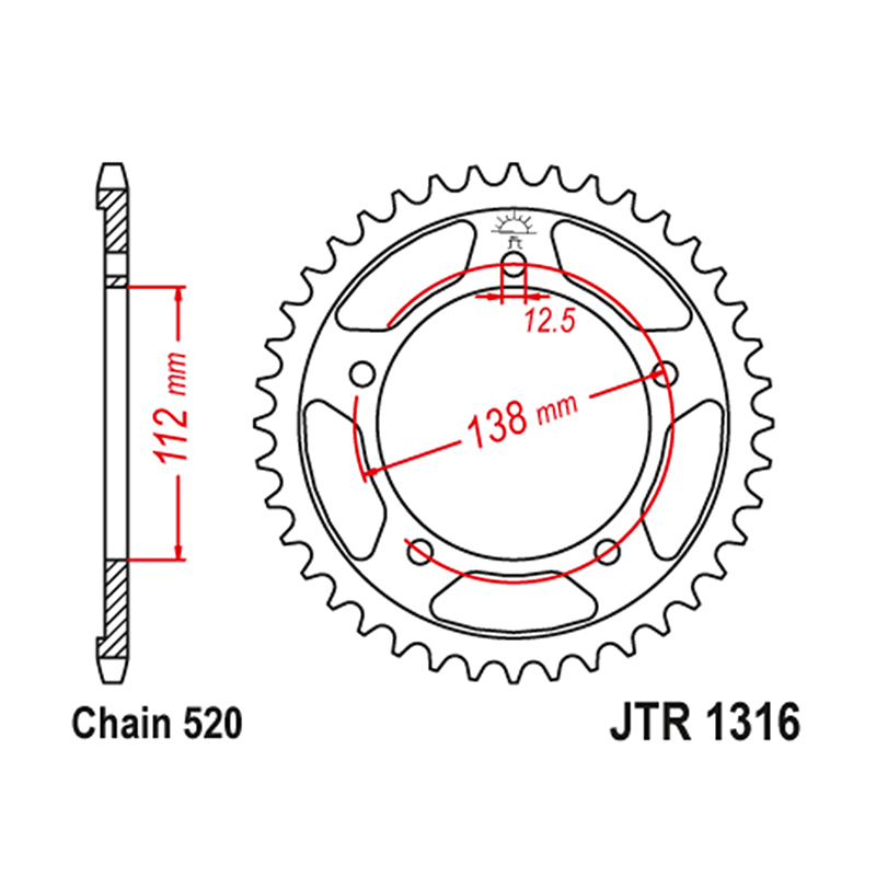 Couronne JT Sprockets 520 43 DTS acier noir Honda NC 700 S 2012-2013 / NC 750 X 2014-2025 - vue 2