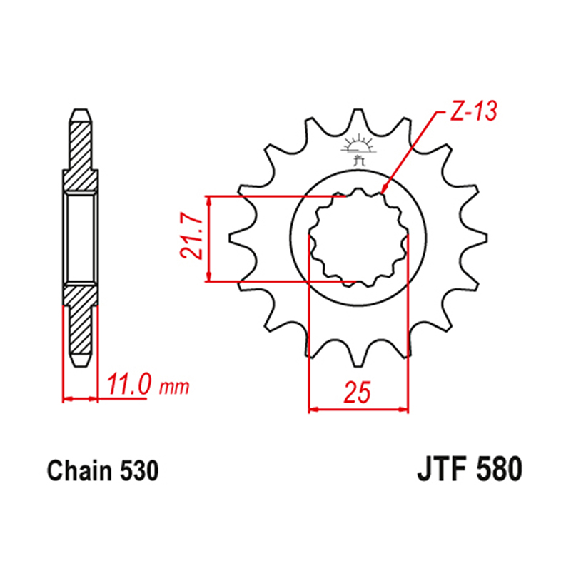 Pignon JT Sprockets 530 16 DTS RB adaptable Yamaha FZ6 2004-2009 et FZ6 Fazer 2004-2008 - vue 2