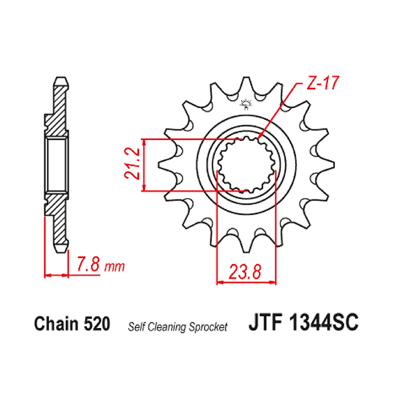 Pignon moto JT Sprockets 520 13 dents anti-boue Honda 250 CRF-R 2018-2021 / 250 CRF-RX 2019-2021 - vue 2