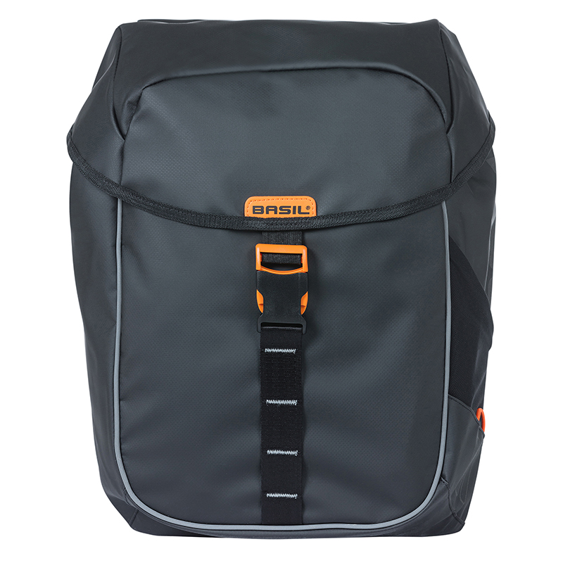 Sacoche arrière vélo double Basil Miles waterproof 34L noir-orange système MIK 2.0 37x13x25cm - vue 5