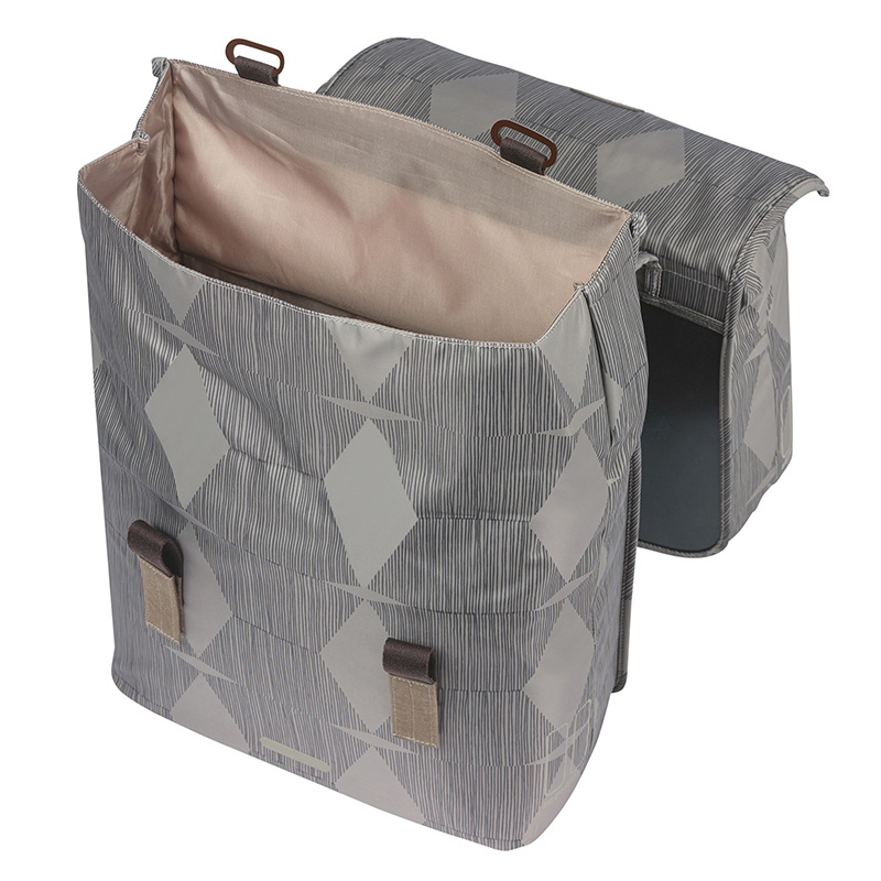 Sacoche arrière vélo double Basil Elegance 40L taupe fixation velcros sur porte-bagages (36X32X16 cm) compatible système MIK 2.0 - vue 3