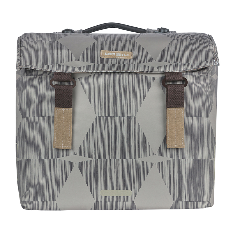 Sacoche arrière vélo double Basil Elegance 40L taupe fixation velcros sur porte-bagages (36X32X16 cm) compatible système MIK 2.0 - vue 4