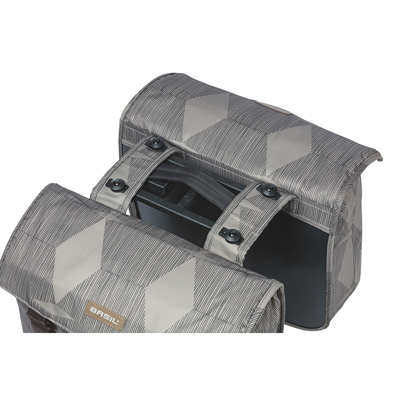 Sacoche arrière vélo double Basil Elegance 40L taupe fixation velcros sur porte-bagages (36X32X16 cm) compatible système MIK 2.0 - vue 5