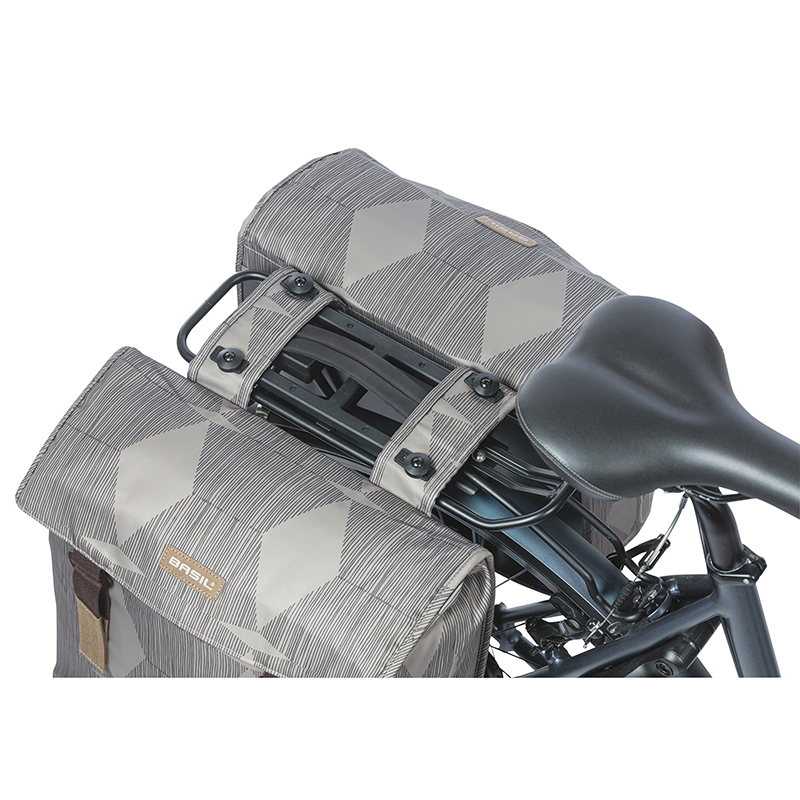Sacoche arrière vélo double Basil Elegance 40L taupe fixation velcros sur porte-bagages (36X32X16 cm) compatible système MIK 2.0 - vue 6