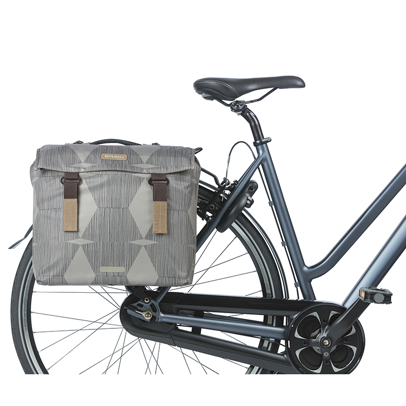 Sacoche arrière vélo double Basil Elegance 40L taupe fixation velcros sur porte-bagages (36X32X16 cm) compatible système MIK 2.0 - vue 7