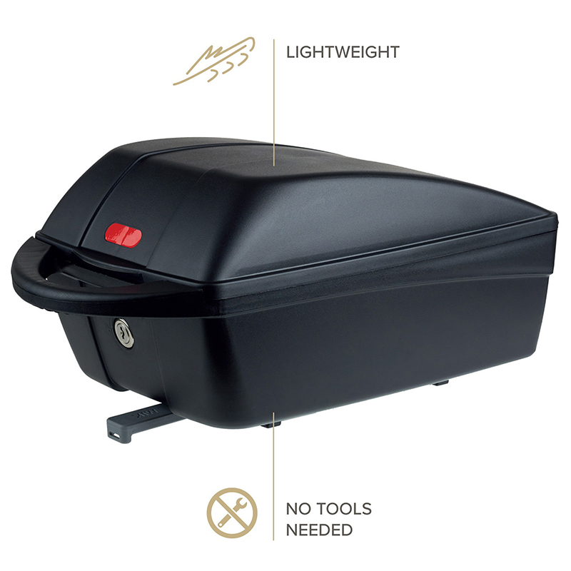 Top case velo box Polisport 11L noir fixation mik-mik-hd 2.0 verrouillage securise sur porte bagage a cle (long 42CM x larg 26CM x haut 21CM) - poids max 5 KG - vue 6
