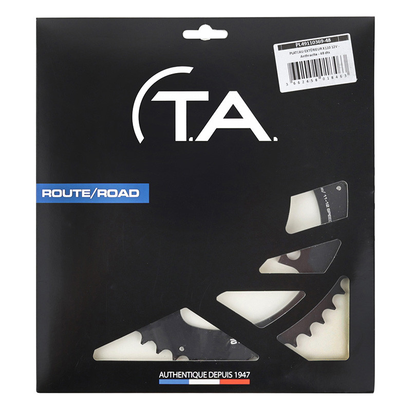 Plateau route 4BRA d.110 pour shimano ultegra R8100-8170 dura-ace R9200-9270 105 R7100 ta X110 48DTS exterieur noir 12V. (penser a commander le kit intravis correspondant) - vue 5