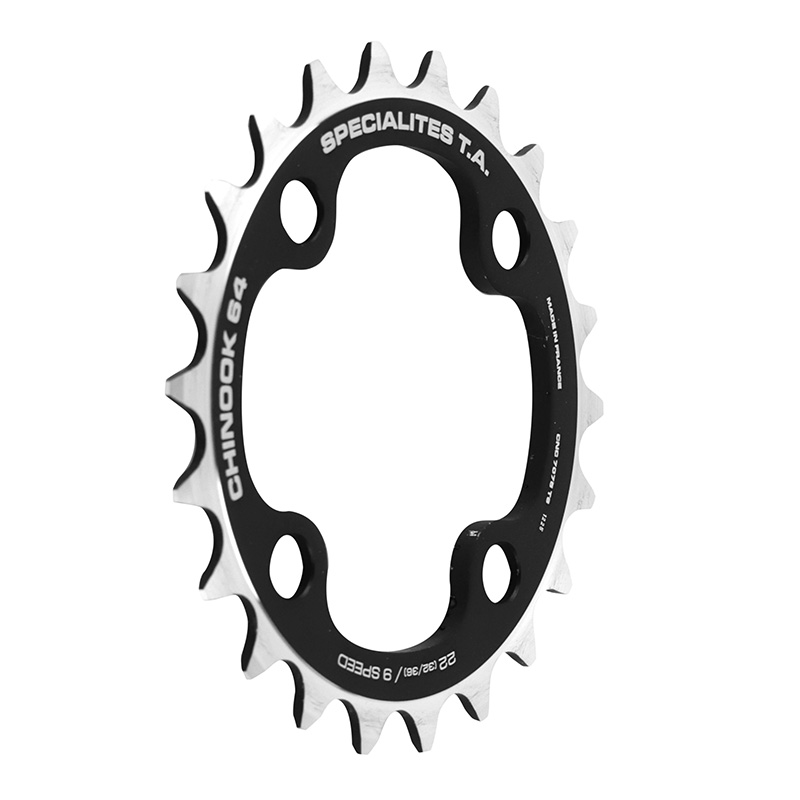 Plateau VTT Spécialités TA 4BRA diamètre 64 Chinook 22 DTS intérieur double-triple noir alu Shimano SRAM FSA 9V - vue 3