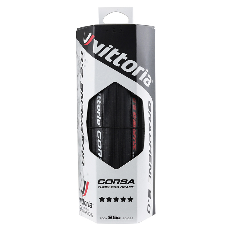 Pneu route 700 x 25 Vittoria Corsa Graphene 2.0 noir Tubeless Ready TS - vue 3