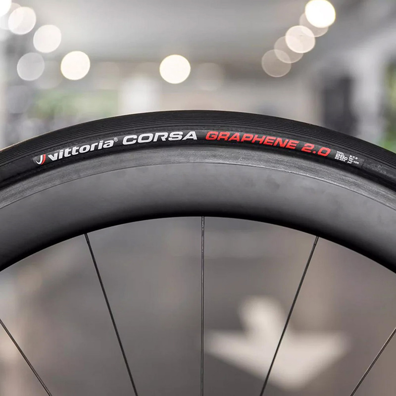 Pneu route 700 x 25 Vittoria Corsa Graphene 2.0 noir Tubeless Ready TS - vue 4