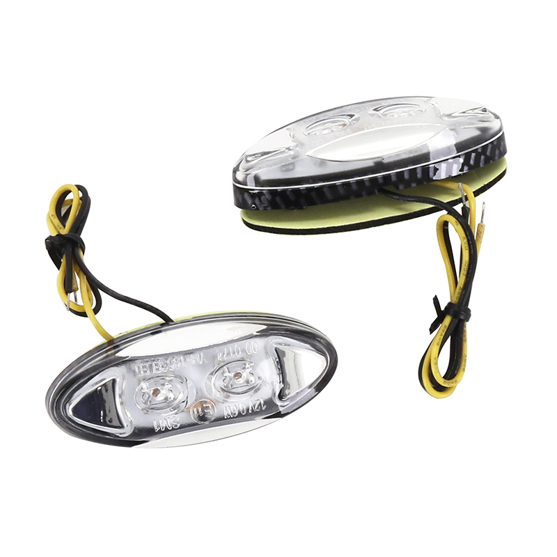 Clignotant universel Replay mini ovale 2 leds transparent-carbone (l 60MM - h 25MM - l 15MM) (homologue ce) (paire) - vue 2