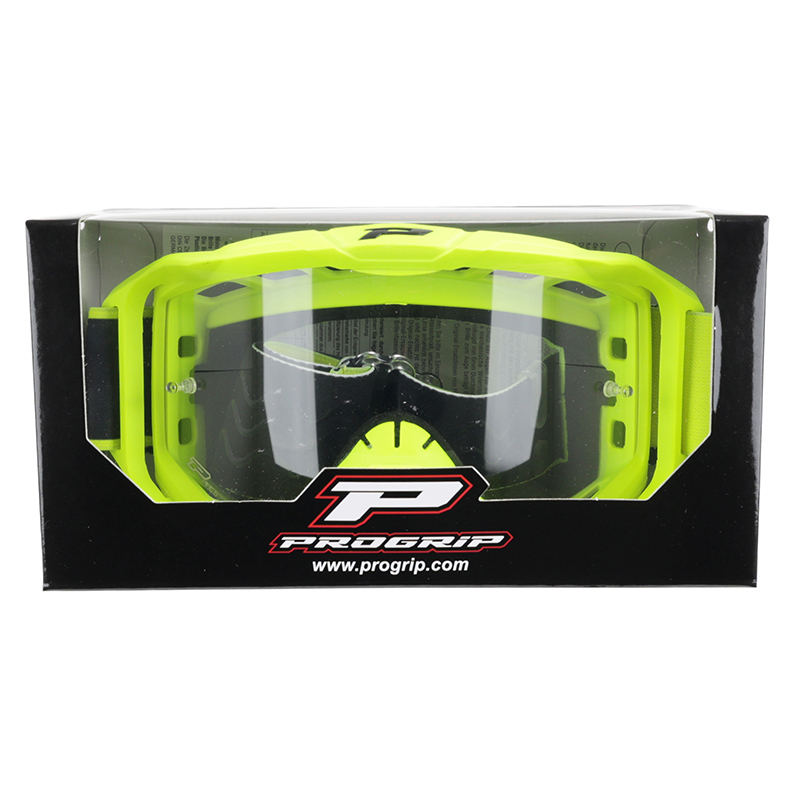Masque-lunettes cross Progrip 3300 TR Vision Go jaune fluo mat écran transparent anti-rayures anti-UV anti-buée - vue 4