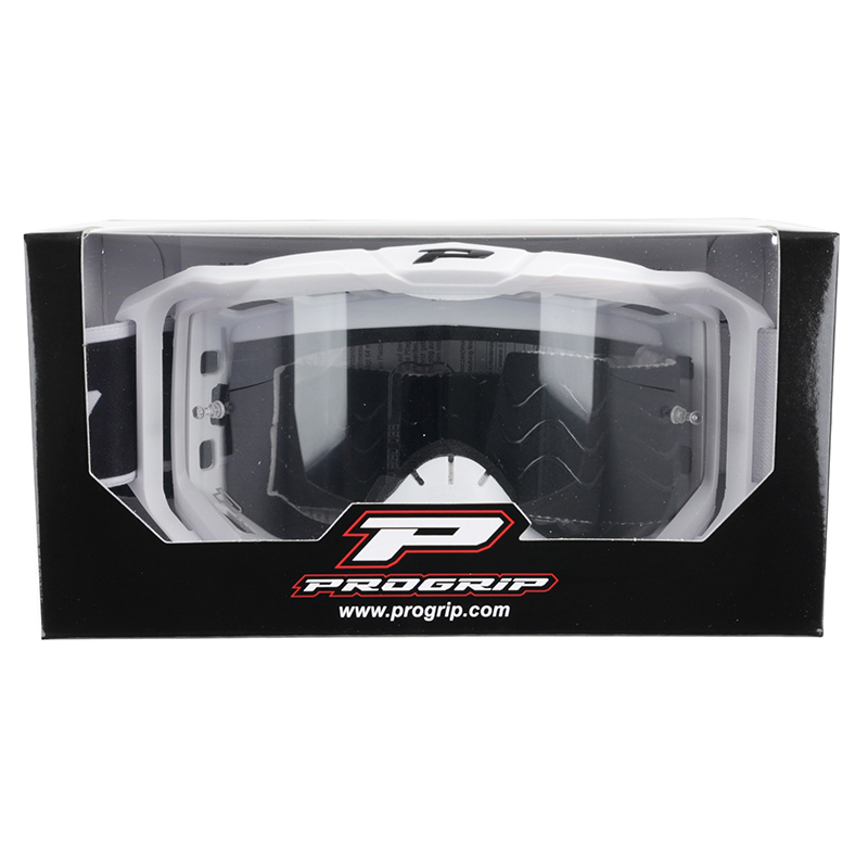 Masque-lunettes cross Progrip 3300 TR vision go blanc mat écran transparent anti-rayures anti-UV anti-buée - vue 4