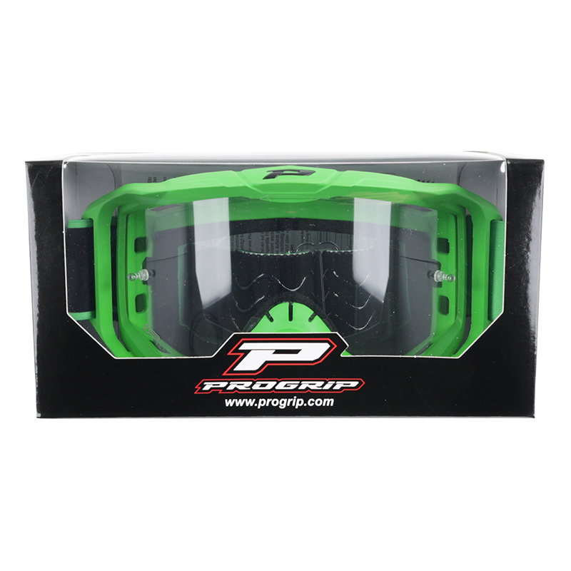 Masque-lunettes cross Progrip 3300 TR Vision Go vert mat écran transparent anti-rayures anti-UV anti-buée - vue 4