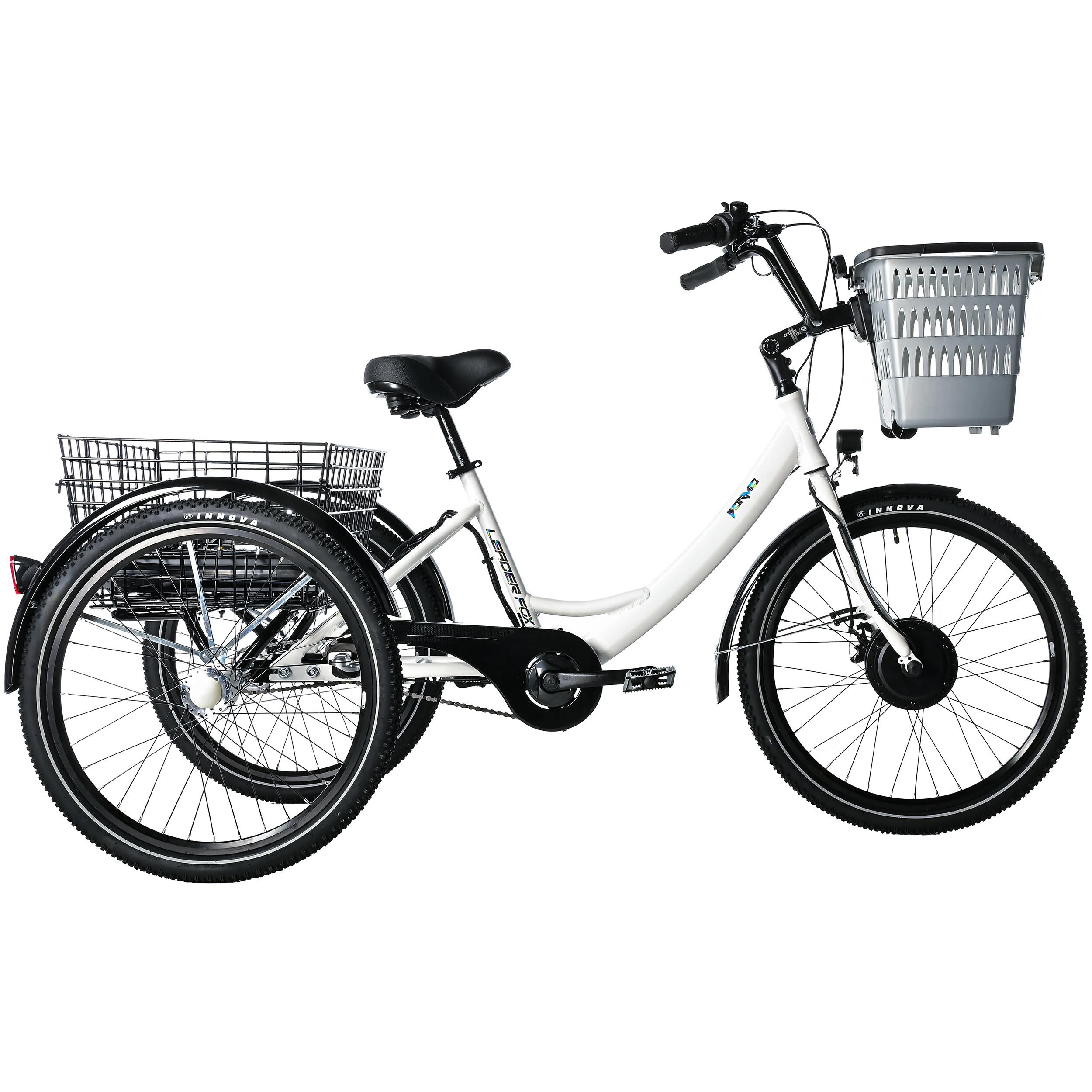 Tricycle electrique-vae city Leader Fox 24" bormio 2025 mixte blanc brillant 3V shimano nexus moteur roue av bafang 36V 45NM batterie 14,4AH (largeur hors tout 81CM) - vue 2