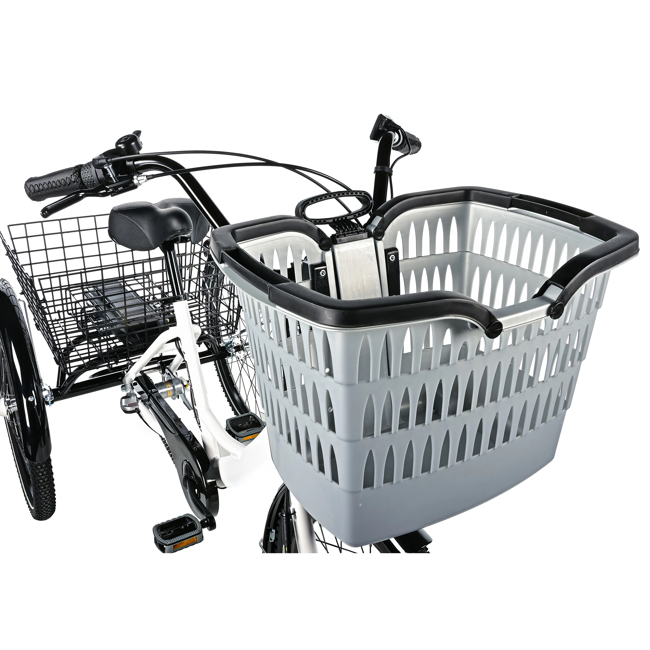 Tricycle electrique-vae city Leader Fox 24" bormio 2025 mixte blanc brillant 3V shimano nexus moteur roue av bafang 36V 45NM batterie 14,4AH (largeur hors tout 81CM) - vue 6