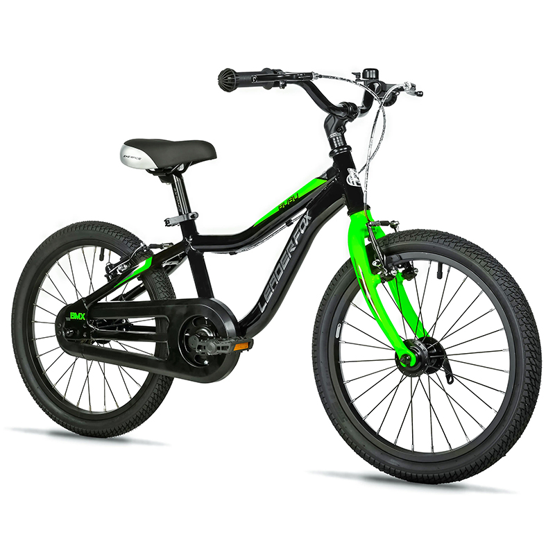 Vélo enfant 18 pouces Leader Fox Bubu 2025 noir vert monovitesse cadre alu