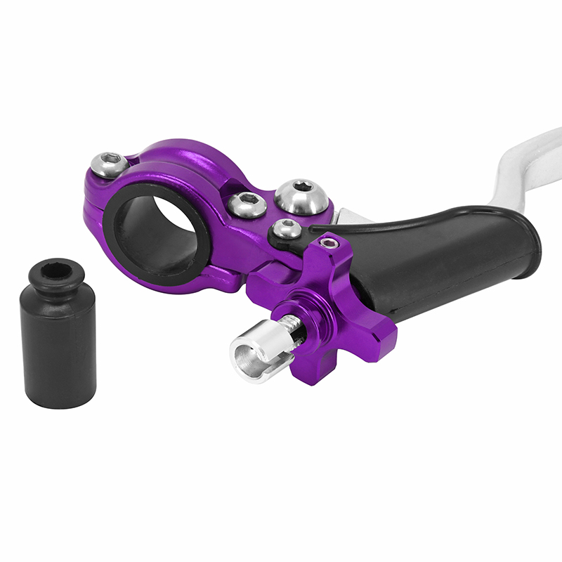 Poignée-levier d'embrayage AVOC universel alu violet-argent avec cache-poussière levier court 2 doigts - vue 3
