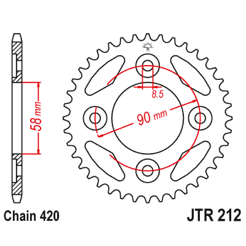 Couronne JT Sprockets adaptable Aprilia 125 MSX 2013-2022 / 125 Monkey 2018+ 420 34 dents acier gris - vue 2