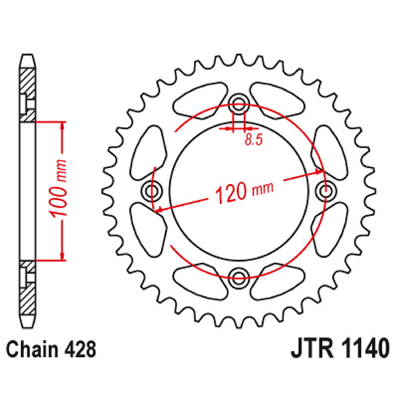 Couronne JT Sprockets Beta 125 RR 2011-2023 enduro 4T 428 63 dents acier gris - vue 2