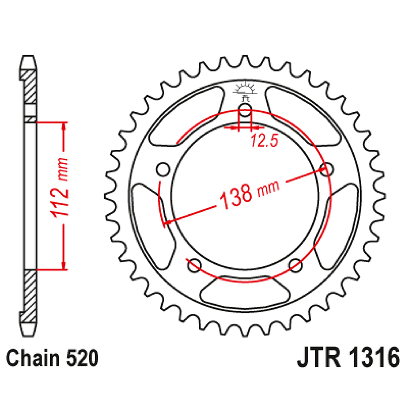 Couronne JT Sprockets maxiscooter 520 39 dents acier noir Honda 750 NC Integra 2014-2020 - vue 2