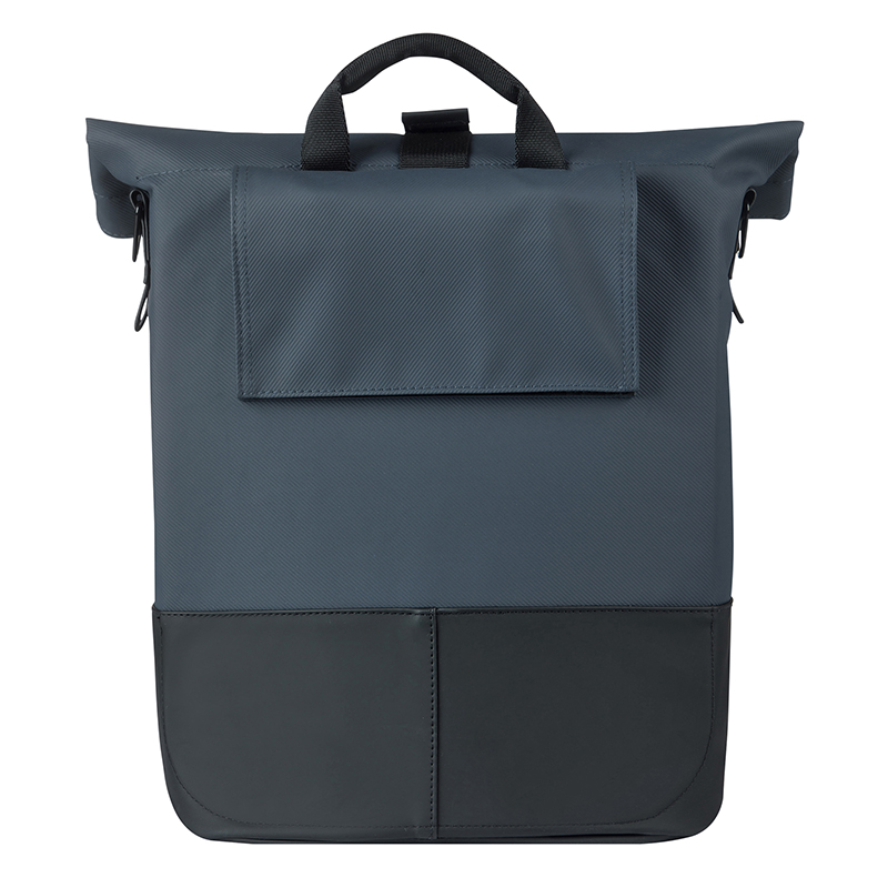 Sacoche arriere velo laterale sac bandouliere Basil cove shopper bleu marine-noir droit-gauche 14-16L fixation mik hooks porte bagage (36X14X29CM) avec poignee fermeture pliante impermeable - vue 5