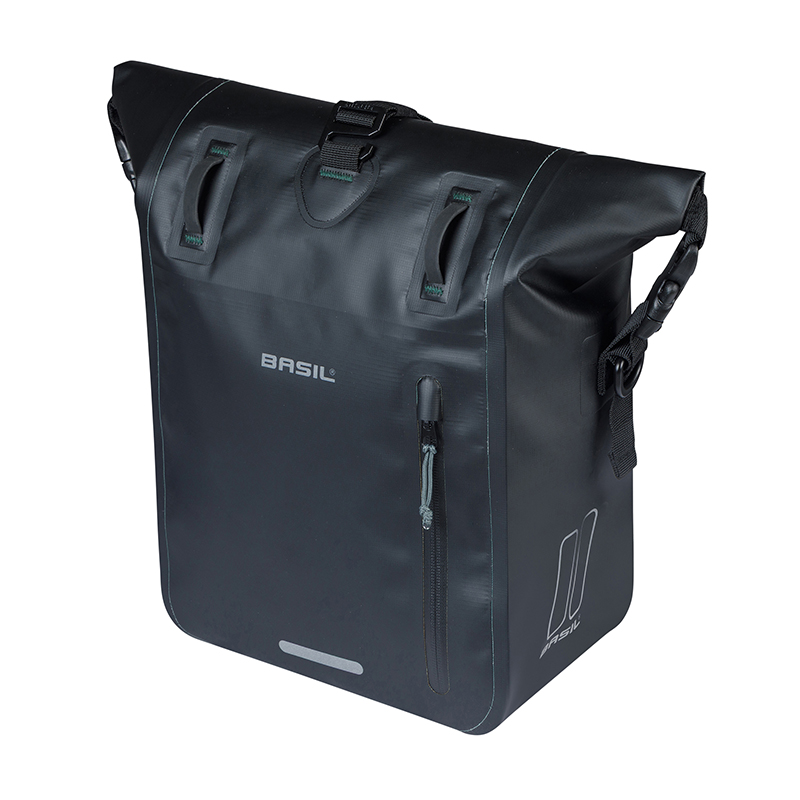 Sacoche arrière vélo latérale Basil Rivo Waterproof 12-15L noir (38x14x25cm) - vue 2