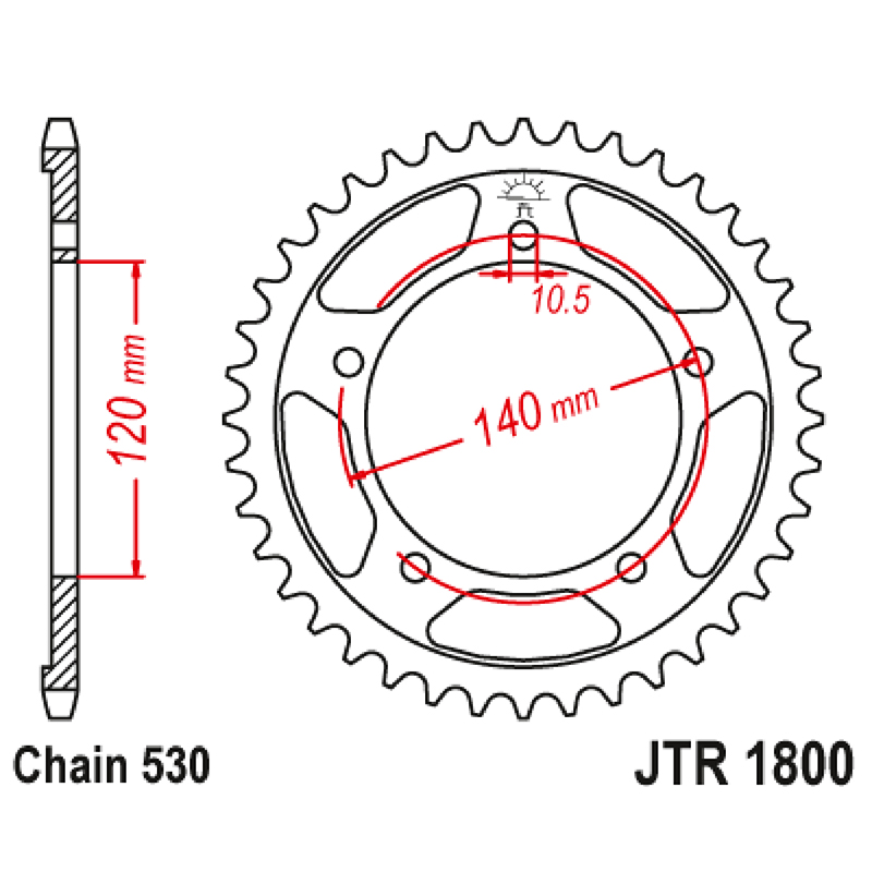 Couronne moto JT Sprockets adaptable Suzuki 1200 GSF Bandit 2006 530 45 dents acier noir - vue 2