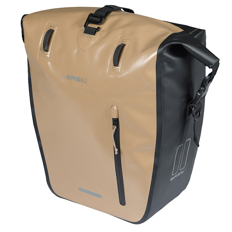 Sacoche arrière vélo latérale Basil Rivo Waterproof 25-31L sable-noir fixation MIK Hooks (43x14x28cm) - vue 2