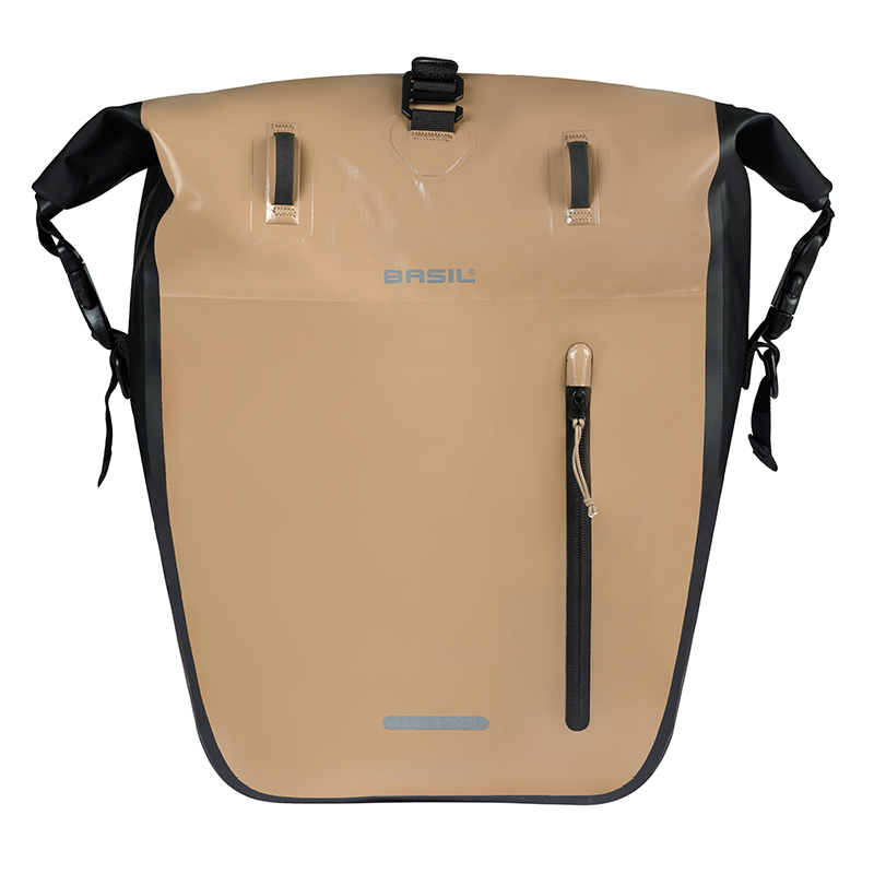 Sacoche arrière vélo latérale Basil Rivo Waterproof 25-31L sable-noir fixation MIK Hooks (43x14x28cm) - vue 3