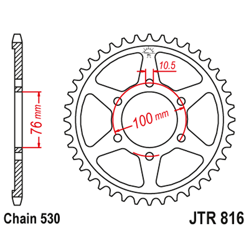 Couronne JT Sprockets acier noir Suzuki GSF 1200 Bandit 1995-2005 530 45 dents - vue 2
