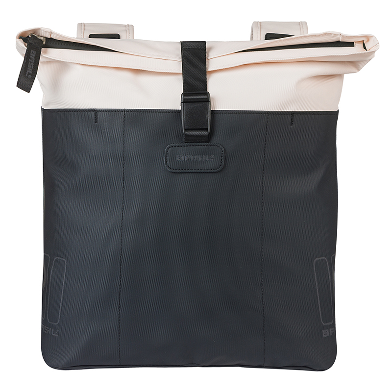 Sacoche arriere velo double Basil vive blanc casse - noir 28-35L fixation porte bagage fixation systeme mik (compatible avec 211726 inclus) (30X18X49CM) fermeture pliant anti-pluie - vue 2