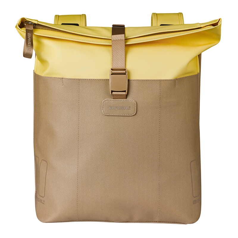 Sacoche arriere velo double Basil vive sable - jaune 28-35L fixation porte bagage fixation systeme mik (compatible avec 211726 inclus) (30X18X49CM) fermeture pliant anti-pluie - vue 2