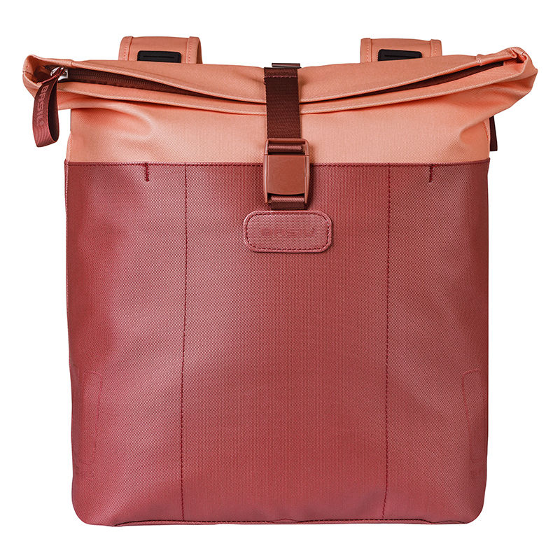 Sacoche arriere velo double Basil vive rouge bordeaux - rose 28-35L fixation porte bagage fixation systeme mik (compatible avec 211726 inclus) (30X18X49CM) fermeture pliant anti-pluie - vue 2