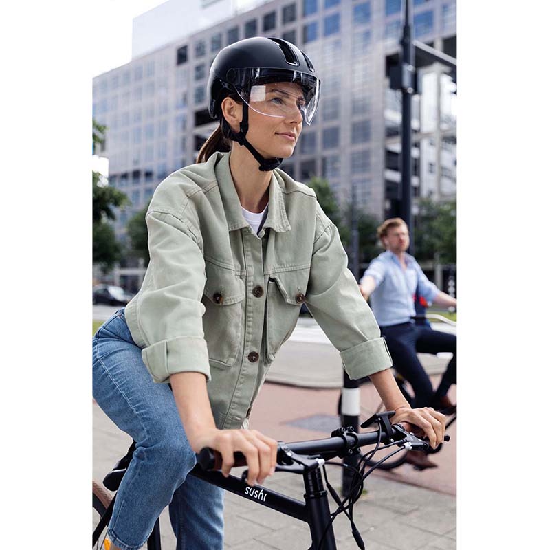 Casque vélo adulte Abus HUD-Y Ace velours noir éclairage intégré taille M (54-58 cm) - vue 5