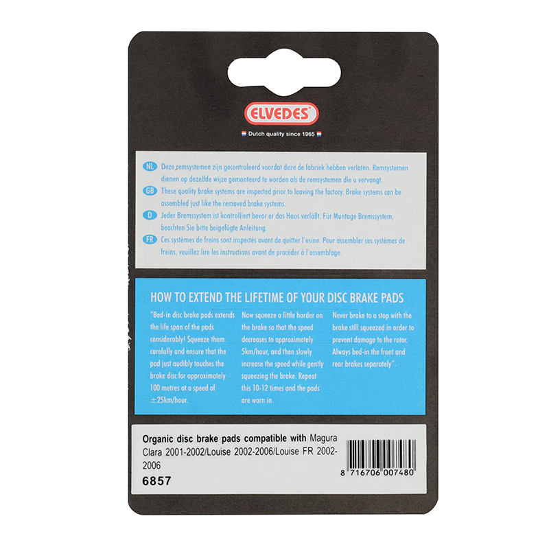 Plaquettes de frein VTT Elvedes soft organic Magura Clara 2001-2002 / Louise FR 2002-2006 - vue 3
