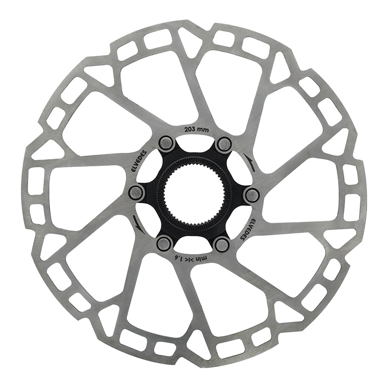 Disque de frein VTT Centerlock Elvedes 203 mm argent épaisseur 1,8 mm