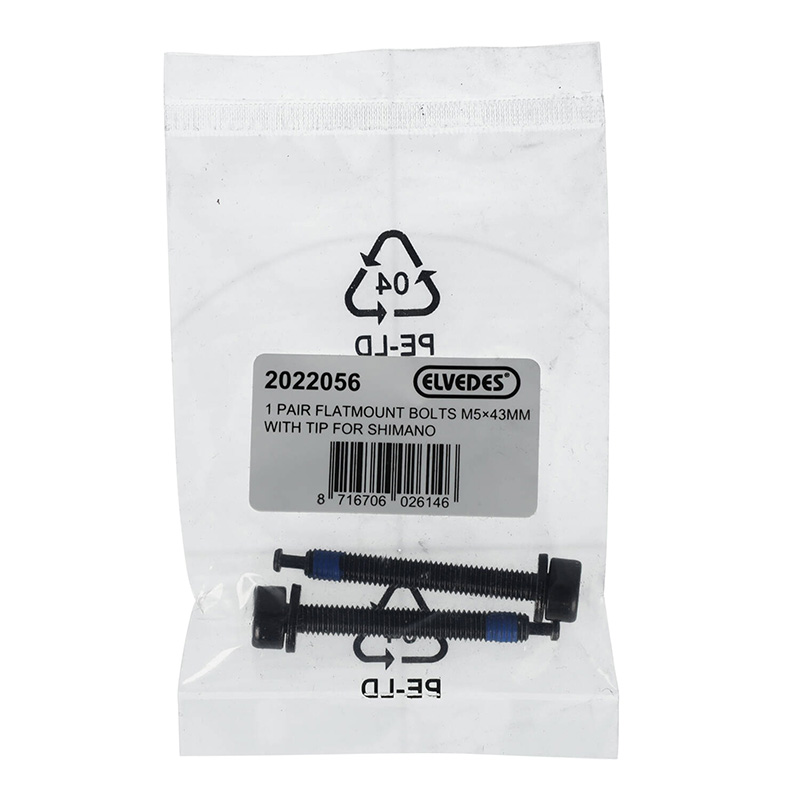 Vis pour frein disque route Elvedes Flatmount M5 x 43 mm avec pointeau type Shimano (paire) - vue 2