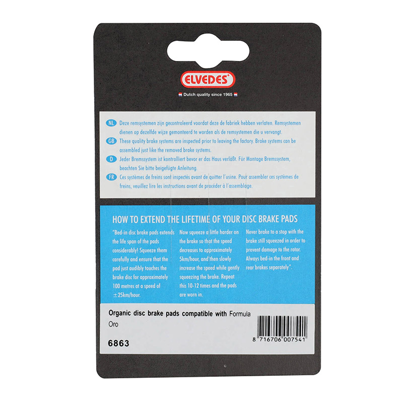 Plaquettes de frein VTT Elvedes Formule Oro Soft Organic - vue 3