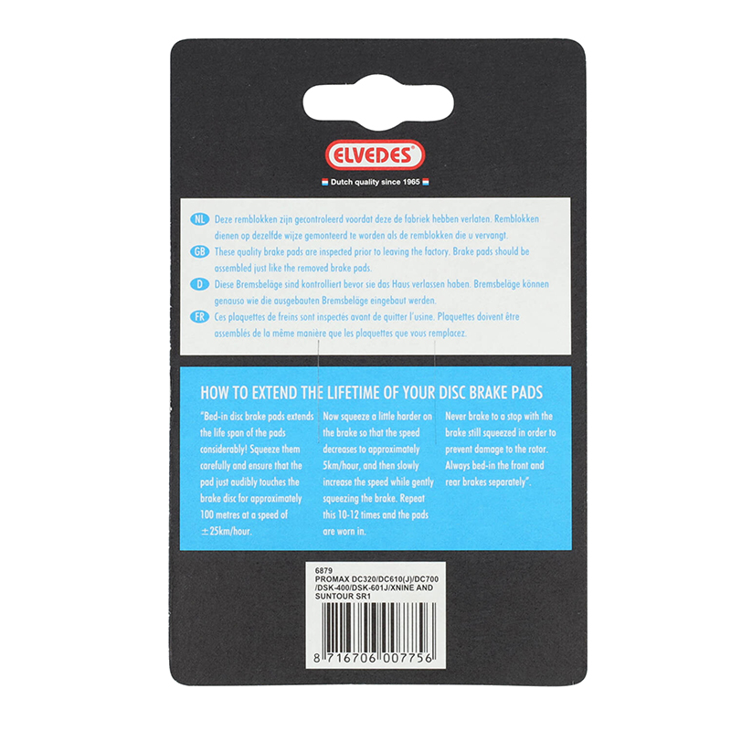 Plaquettes de frein VTT Elvedes Promax DSK-400, DSK-610, Xnine 25 mm (soft organic) - vue 3