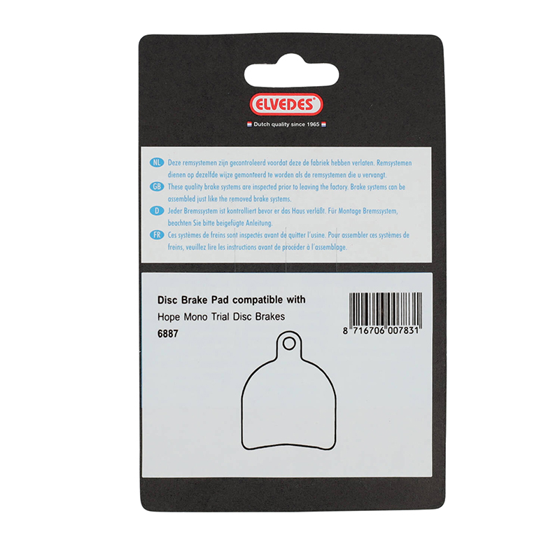 Plaquettes de frein VTT Elvedes Soft Organic pour Hope Mono Trial (paire) - vue 3