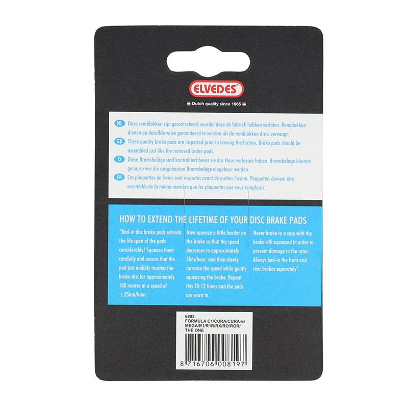Plaquettes de frein VTT Elvedes Formule Mega The One R1-RX-C1 soft organic (paire) - vue 3